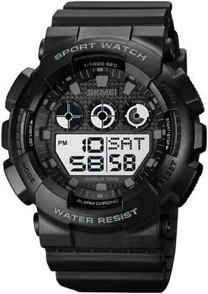 SKMEI 1857 Stainless Steel Buckle PU Strap Waterproof Electronic Watch (Black and White)