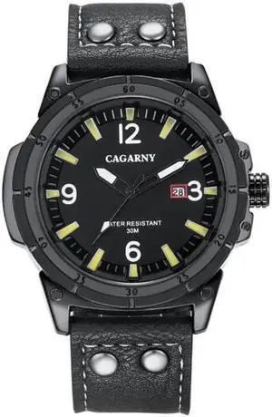 CAGARNY 6853 Fashion Waterproof Quartz Movement Wrist Watch with Leather Band (Style 2)