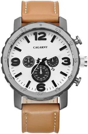 CAGARNY 6845 Fashion Dual Quartz Movement Wrist Watch with Leather Band (Style 3)