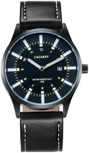 CAGARNY 6866 Fashion Dual Quartz Movement Wrist Watch with Genuine Leather Band (Style 2)