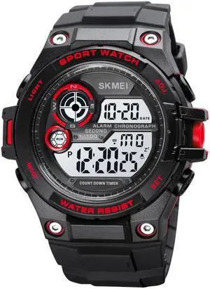 SKMEI 1759 Dual Time Digital Display Waterproof PU Leather Strap Luminous Electronic Watch (Red)