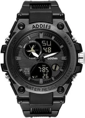 addies MY-1818 Luminous Three-window LED Outdoor Sports Multi-function Electronic Watch for Men, Support Calendar / Alarm Clock / Timer (Black)