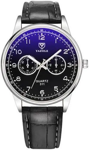 YAZOLE Men Business Quartz Watch (311 Black Tray Black Belt)
