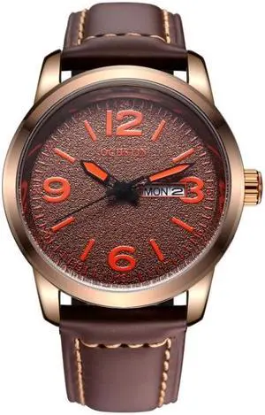 Ochstin 6047B Business Style Quartz Men Leather Watch (Coffee+Coffee)