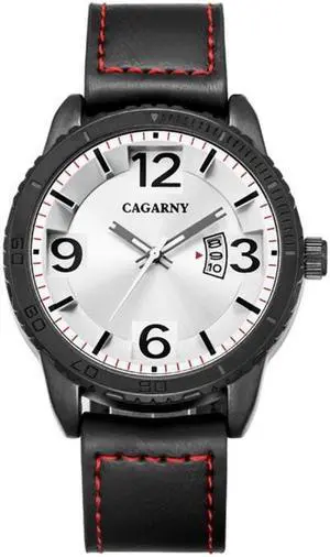 CAGARNY 9857 Fashion Quartz Movement Wrist Watch with Leather Band (White)