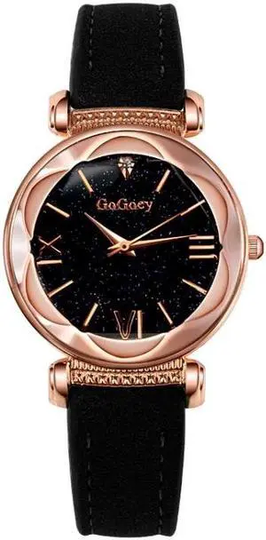 Gogoey Ladies Starry Sky Leather Belt Watch (Grey)
