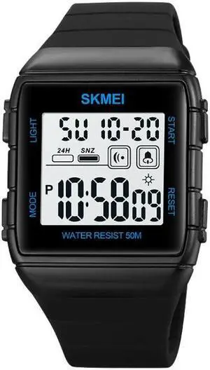 SKMEI 1960 Stainless Steel Buckle Silicone Strap Waterproof Electronic Watch 1960 Blue (Blue) Black