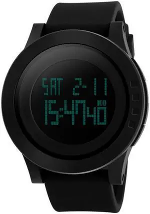 SKMEI 1142 Multifunctional Men Outdoor Sports Noctilucent Waterproof Silica Gel Digital Watch (Black)
