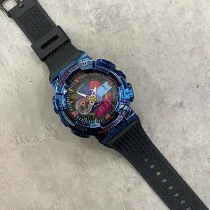 SANDA 9004 Men Symphony Dual Display Synchronous Outdoor Luminous Electronic Multifunction Watch (Black Blue)