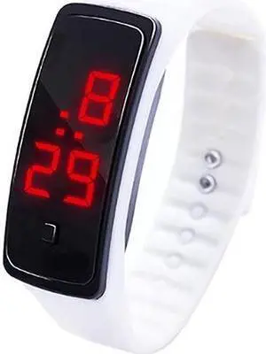 LED Digital Display Silicone Bracelet Children Electronic Watch (White)
