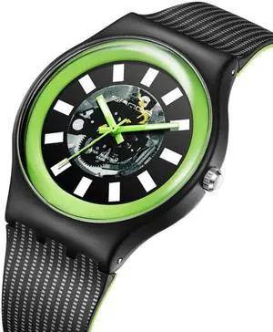 SANDA 3207 Fashion Waterproof  Electronic Sports Watch (White+Green)