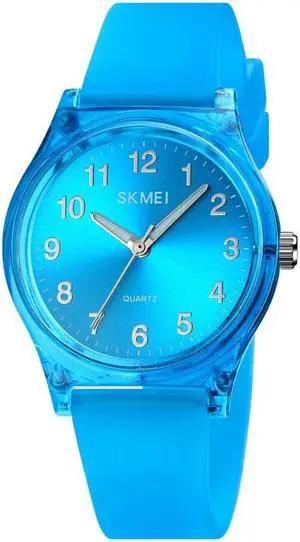 SKMEI 1760 Stainless Steel Buckle Silicone Strap Waterproof Quartz Watch (Blue Transparent) Black