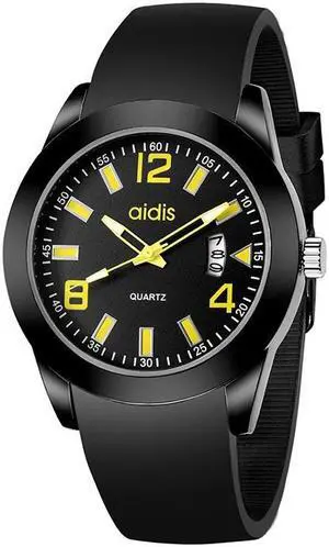 L addies MY-1601 Regular Version Silicone Watchstrap Quartz Watch, Support Calendar (Yellow)