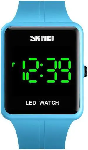 SKMEI 1541 Fashion Led Watch Square Couple Model Waterproof Electronic Watch Silicone Watch (Blue) Black