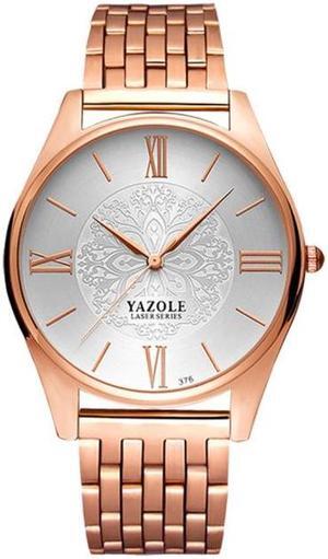 YAZOLE 376 Men Fashion Business Steel Strap Band Quartz Wrist Watch (White)