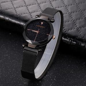 CAGARNY 6877 Water Resistant Fashion Women Quartz Wrist Watch with Stainless Steel Band (Black)