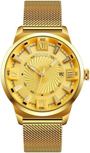 SKMEI 9166 Fashion Men Business Watch 30m Waterproof Metal Quartz Wristwatch (Gold)