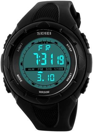 SKMEI 1025 Multifunctional Female Outdoor Fashion Waterproof Large Dial Silicone Watchband Wrist Watch (Black)
