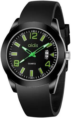 addies MY-1601 Regular Version Silicone Watchstrap Quartz Watch, Support Calendar L (Green)