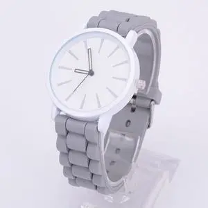 Simple Style Round Dial Jelly Silicone Strap Quartz Watch (Gray)