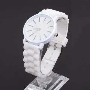 Simple Style Round Dial Jelly Silicone Strap Quartz Watch (White)