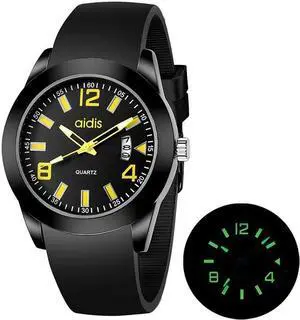 addies MY-1601 Luminous Version Silicone Watchstrap Quartz Watch, Support Calendar (Yellow)