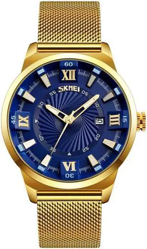 SKMEI 9166 Fashion Men Business Watch 30m Waterproof Metal Quartz Wristwatch (Blue) Black