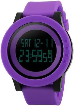 SKMEI 1142 Multifunctional Men Outdoor Sports Noctilucent Waterproof Silica Gel Digital Watch (Purple)