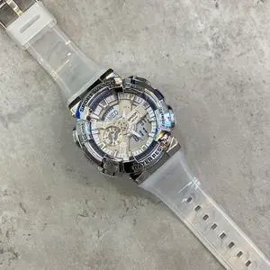 SANDA 9004 Men Symphony Dual Display Synchronous Outdoor Luminous Electronic Multifunction Watch (Transparent Silver)