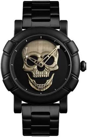 SKMEI 9178 Skull Pattern Multifunctional Outdoor Men Fashion Waterproof Quartz Wrist Watch (Cyan)