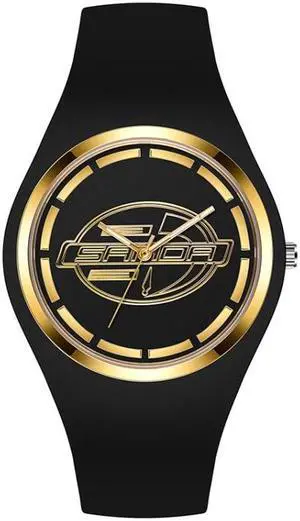 SANDA 6077 Simple Icon Round Dial Ladies Silicone Strap Quartz Watch (Black Gold Single Mark)