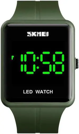 SKMEI 1541 Fashion Led Watch Square Couple Model Waterproof Electronic Watch Silicone Watch (Green)