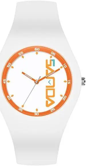 SANDA 6076 Simple Scale Round Dial Ladies Silicone Strap Quartz Watch (White Orange)