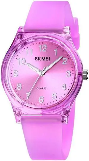 SKMEI 1760 Stainless Steel Buckle Silicone Strap Waterproof Quartz Watch (Purple Transparent)