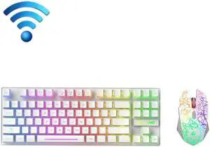 ZIYOU LANG T87 Gaming Luminous Wireless Keyboard and Mouse Set T87 White (White)