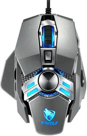 T-WOLF V10 USB Interface 7 Buttons 6400 DPI Gaming Wired Mouse Custom Macro Programming 4-Color Breathing Light Gaming Mouse, Cable Length: 1.5m(Gun Color)