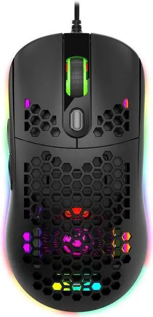 HXSJ X600 6 Keys RGB Luminous Macro Programming Wired Gaming Mouse, Size:X600 (Black)