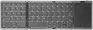 B089T Foldable Bluetooth Keyboard Rechargeable with Touchpad(Grey) B089T(Grey) (Grey)