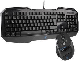 Gaming Keyboard, AULA Killing Soul Behead Series Wired USB Silent / Non-slip Keyboard with Blu-ray Backlight + 500-1000Hz Return Rate 7D Game Mouse Combo Kit, German Language