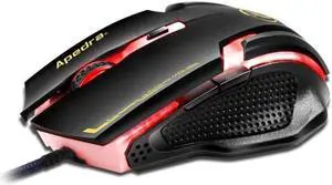 Apedra iMICE A9 High Precision Gaming Mouse LED four color controlled breathing light USB 6 Buttons 3200 DPI Wired Optical Gaming Mouse for Computer PC Laptop(Black)