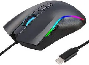 HXSJ A869 Type-C 7200dpi 6-modes Adjustable 7-keys RGB Light Wired Game Mouse