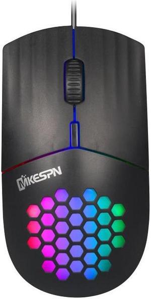 MKESPN SXS-838 Type-C Interface RGB Hollow Wired Mouse (Black)