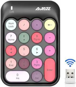 Ajazz AK18 2.4G Mini Wireless Mixed Color Keys Numeric Keyboard (Black)