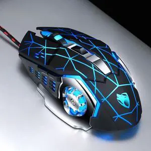 T-WOLF V6 USB Interface 6-Buttons 3200 DPI Wired Mouse Gaming Mechanical Macro Programming 7-Color Luminous Gaming Mouse, Cable Length: 1.5m (Macro Definition Silent Version Star Color)