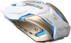 K1 USB 1600DPI Three-speed Adjustable LED Backlight Mute Wired Optical Gaming Mouse, Length: 1.3m (White)