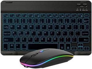 10 Inch RGB Colorful Backlit Bluetooth Keyboard And Mouse Set For Mobile Phone / Tablet (Black)