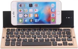 GK608 Ultra-thin Foldable Bluetooth V3.0 Keyboard, Built-in Holder, Support Android / iOS / Windows System (Gold)