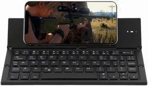 GK608 Ultra-thin Foldable Bluetooth V3.0 Keyboard, Built-in Holder, Support Android / iOS / Windows System (Black)