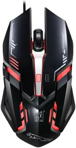 Chasing Leopard V17 USB 2400DPI Four-speed Adjustable Line Pattern Wired Optical Gaming Mouse with LED Breathing Light, Length: 1.45m (Jet Black)