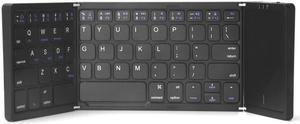 B089T Foldable Bluetooth Keyboard Rechargeable with Touchpad(Grey) B089T (Black) (Black)